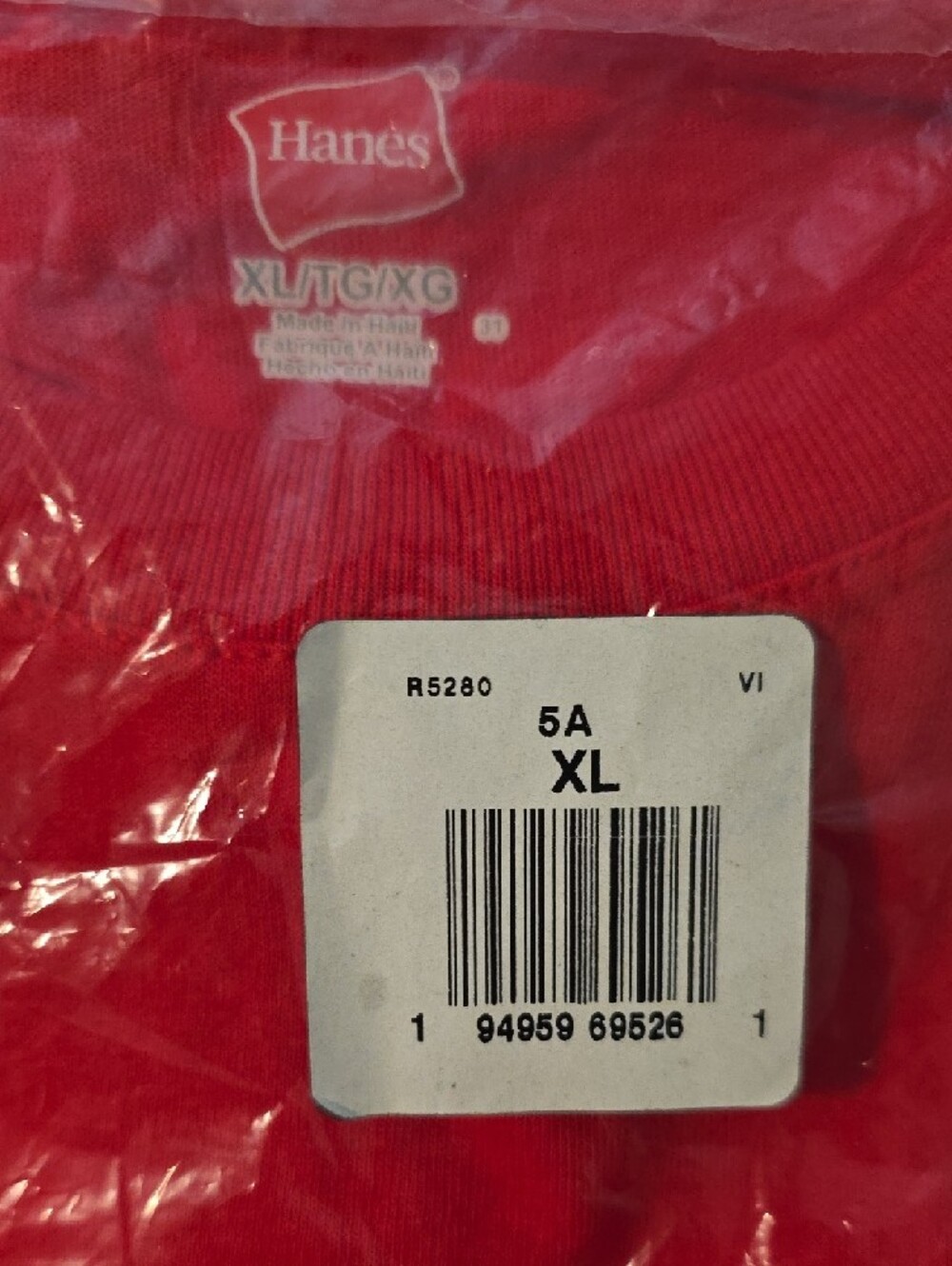 Hanes Bright Red Men's Crew Neck T-Shirts Pack of 2 - Picture 2 of 4